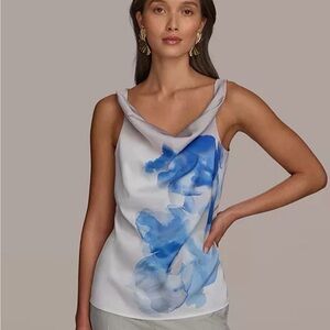 Donna Karan White and Blue Camisole